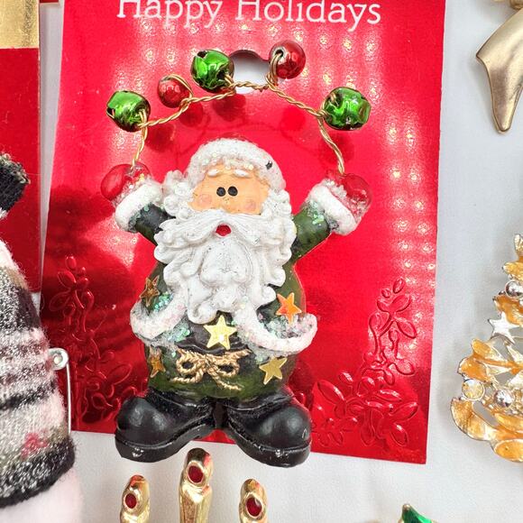 Christmas Brooch Pin Lot Vintage To Now Holiday Noel Festive Fun Xmas 17 Pieces - Picture 3 of 16